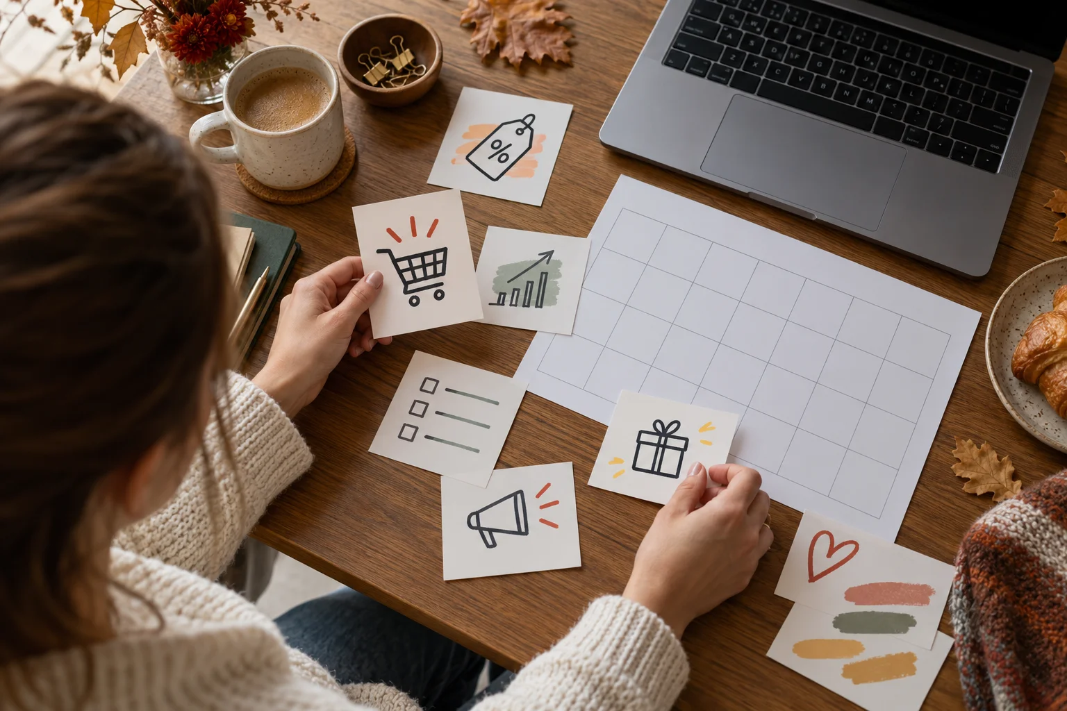 Content calendar and planning cards for Black Friday affiliate marketing