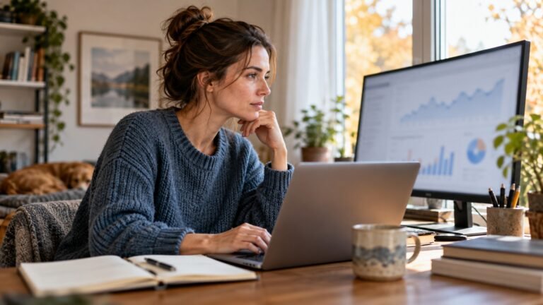 Blogger reviewing analytics for a Search Console generative AI report
